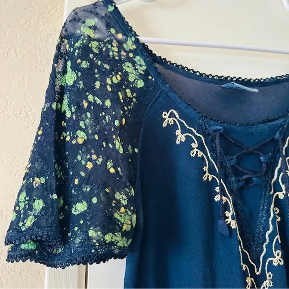 Advance Apparels, Boho Blouse, Free Size, Blue, Green & yellow - Picture 2 of 12